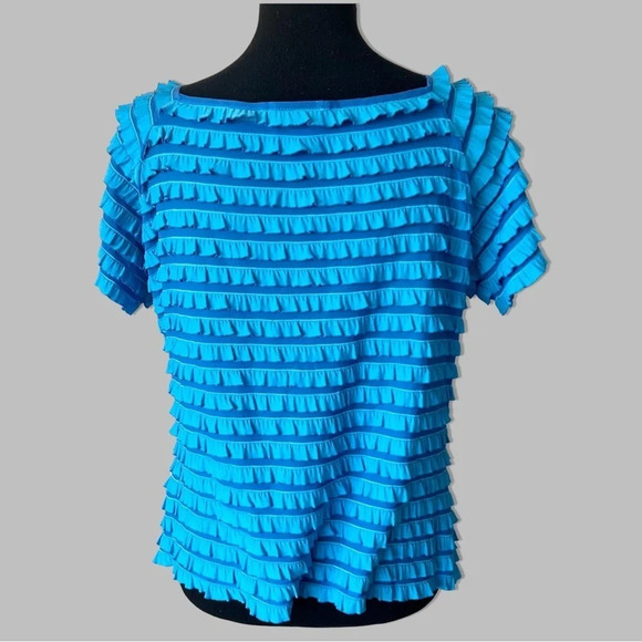 Bellissima Square Neck Stretch Cha Cha Tiered Short Sleeve  Top Made in Canada - Picture 3 of 10